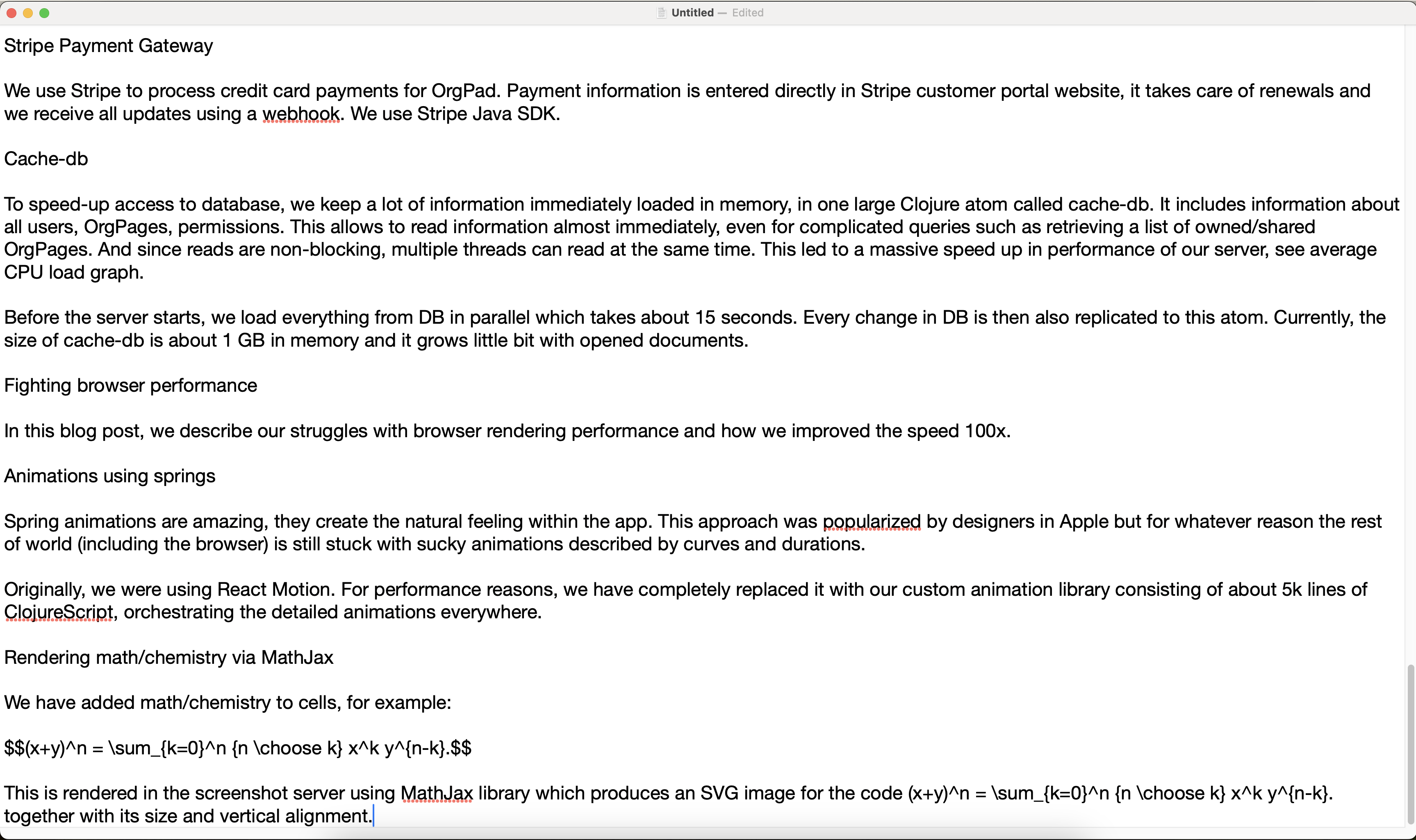 IT architektura OrgPad vložená jako čistý text