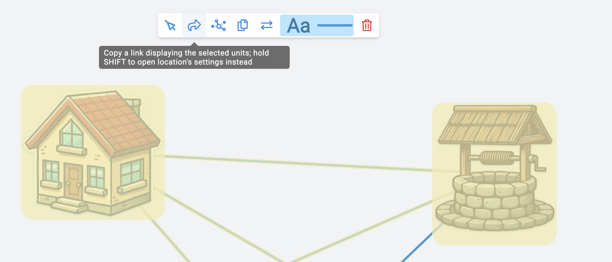 Quick sharing of selected cells